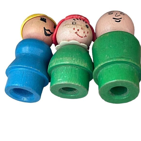 Vintage Fisher-Price Little People All Wood Lady Girl Man Cowboy 7 Piece Bundle - Picture 13 of 16